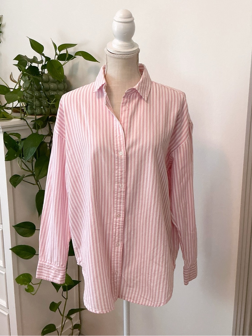 beachlunchlounge | Sydney Pink and White Striped Button Down Shirt size M NWT